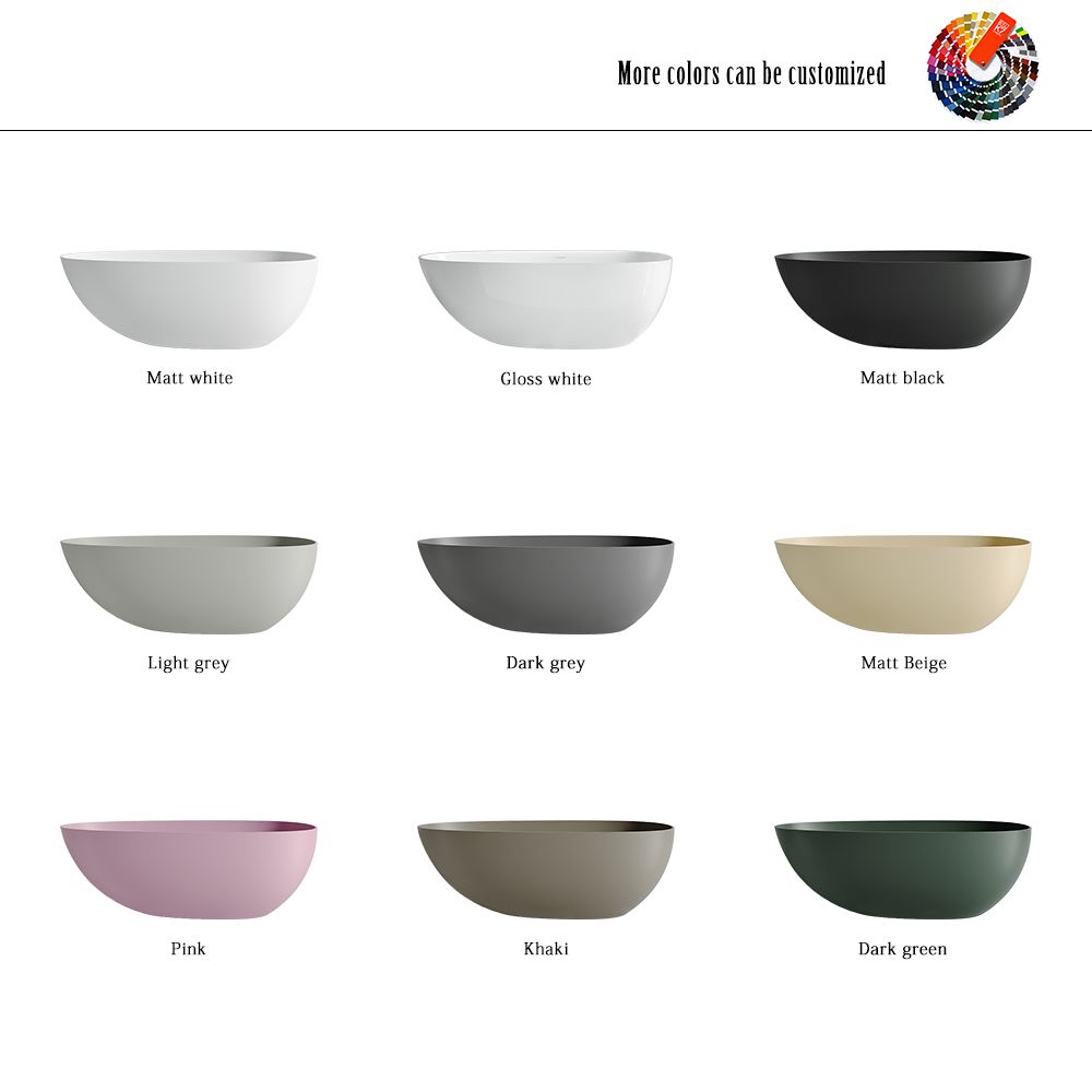 KT-8106 Egg Shape Slim Edge Built-in Overflow Solid Surface Tub