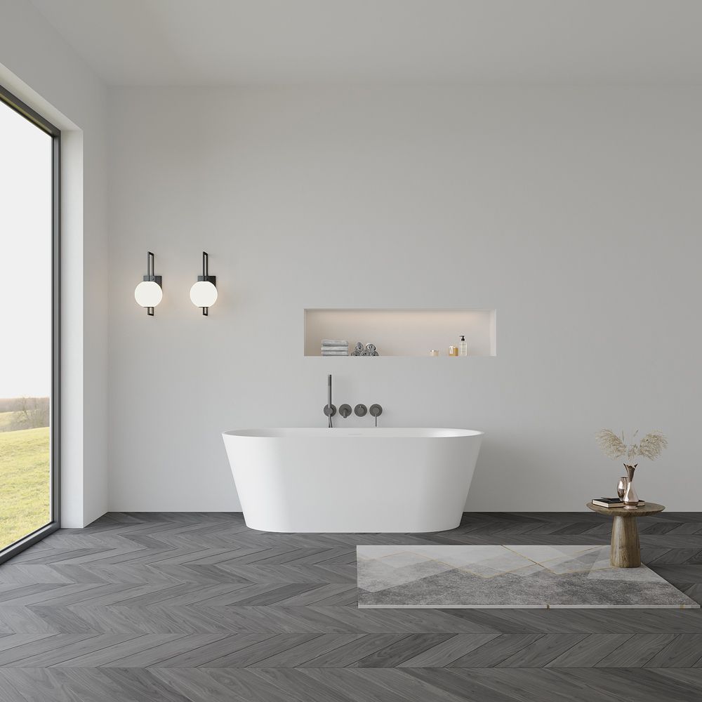 KT-8107 Racetrack Shape Resin Stone Freestanding Bathtub