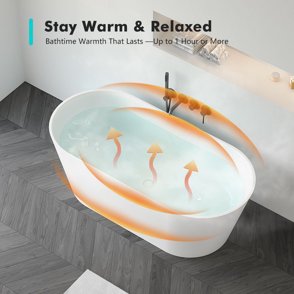 KT-8107 Racetrack Shape Resin Stone Freestanding Bathtub