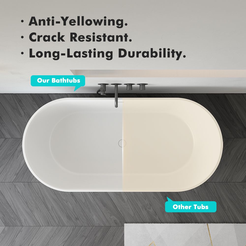 KT-8107 Racetrack Shape Resin Stone Freestanding Bathtub
