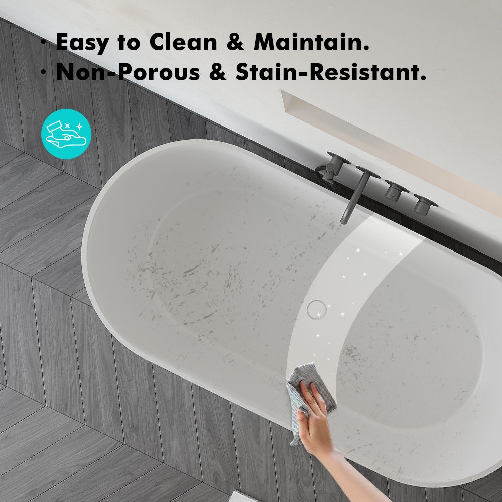 KT-8107 Racetrack Shape Resin Stone Freestanding Bathtub