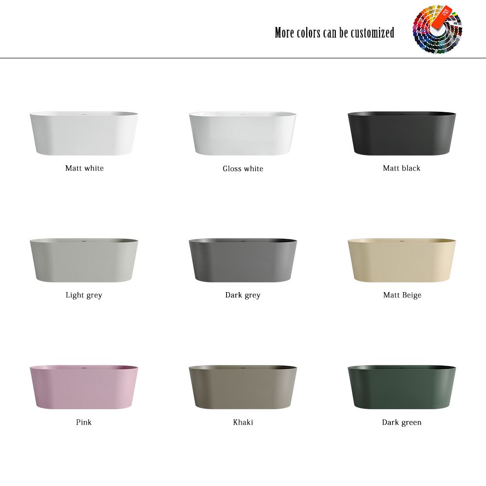 KT-8107 Racetrack Shape Resin Stone Freestanding Bathtub