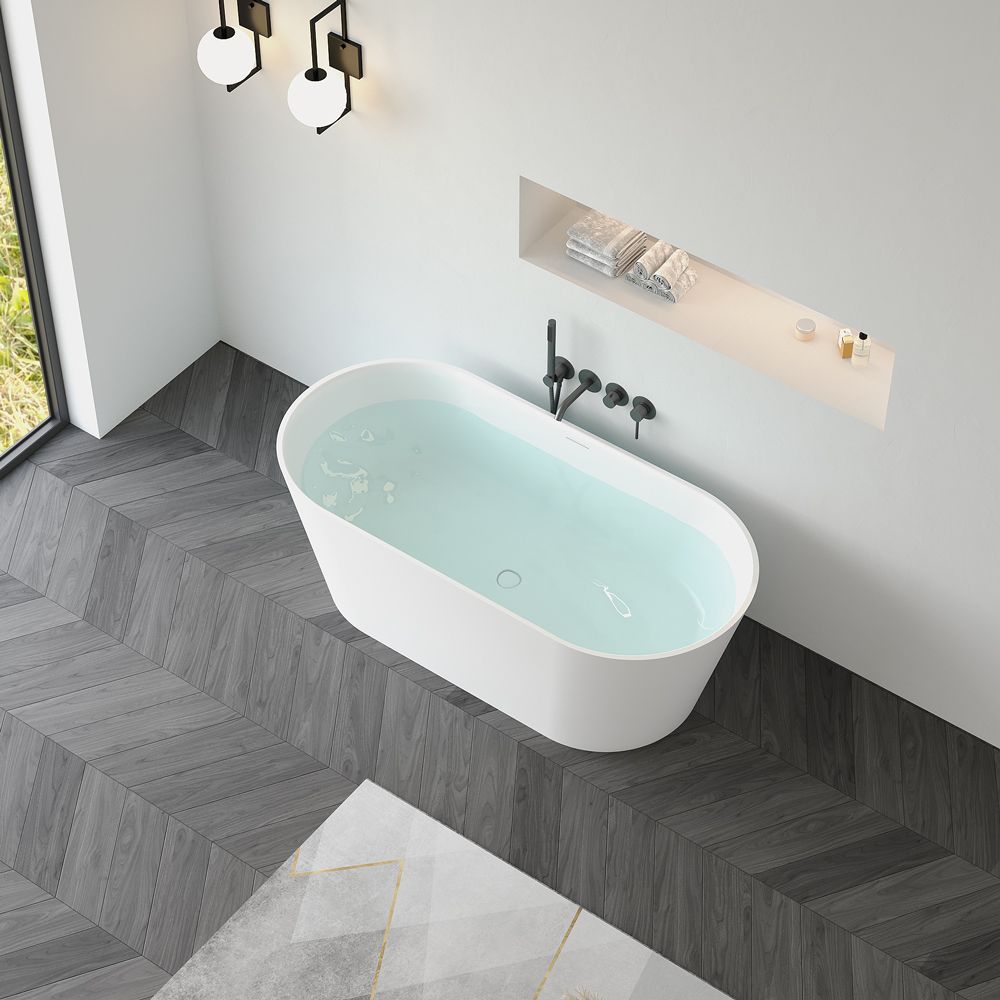 KT-8107 Racetrack Shape Resin Stone Freestanding Bathtub