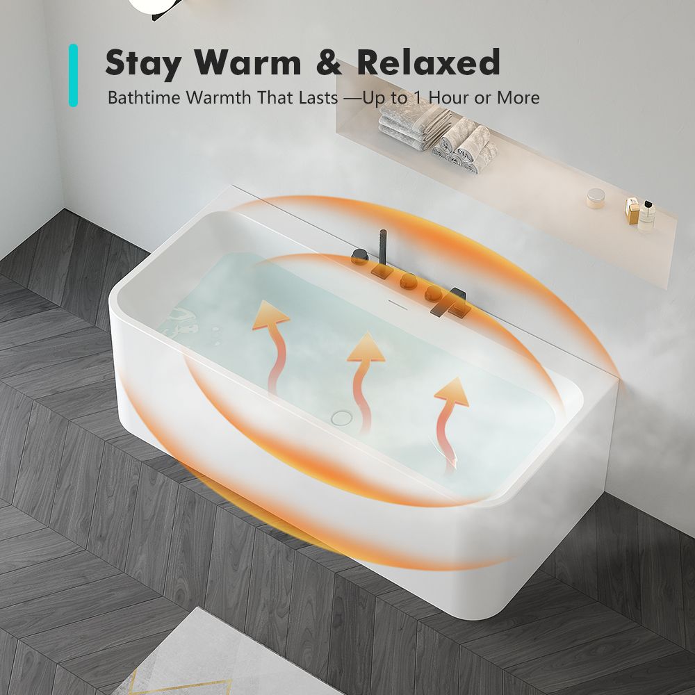 KT-8112 Back To Wall Freestanding Tub Solid Surface Soaking Tub