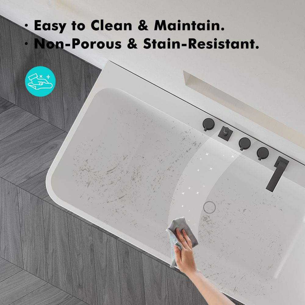 KT-8112 Back To Wall Freestanding Tub Solid Surface Soaking Tub
