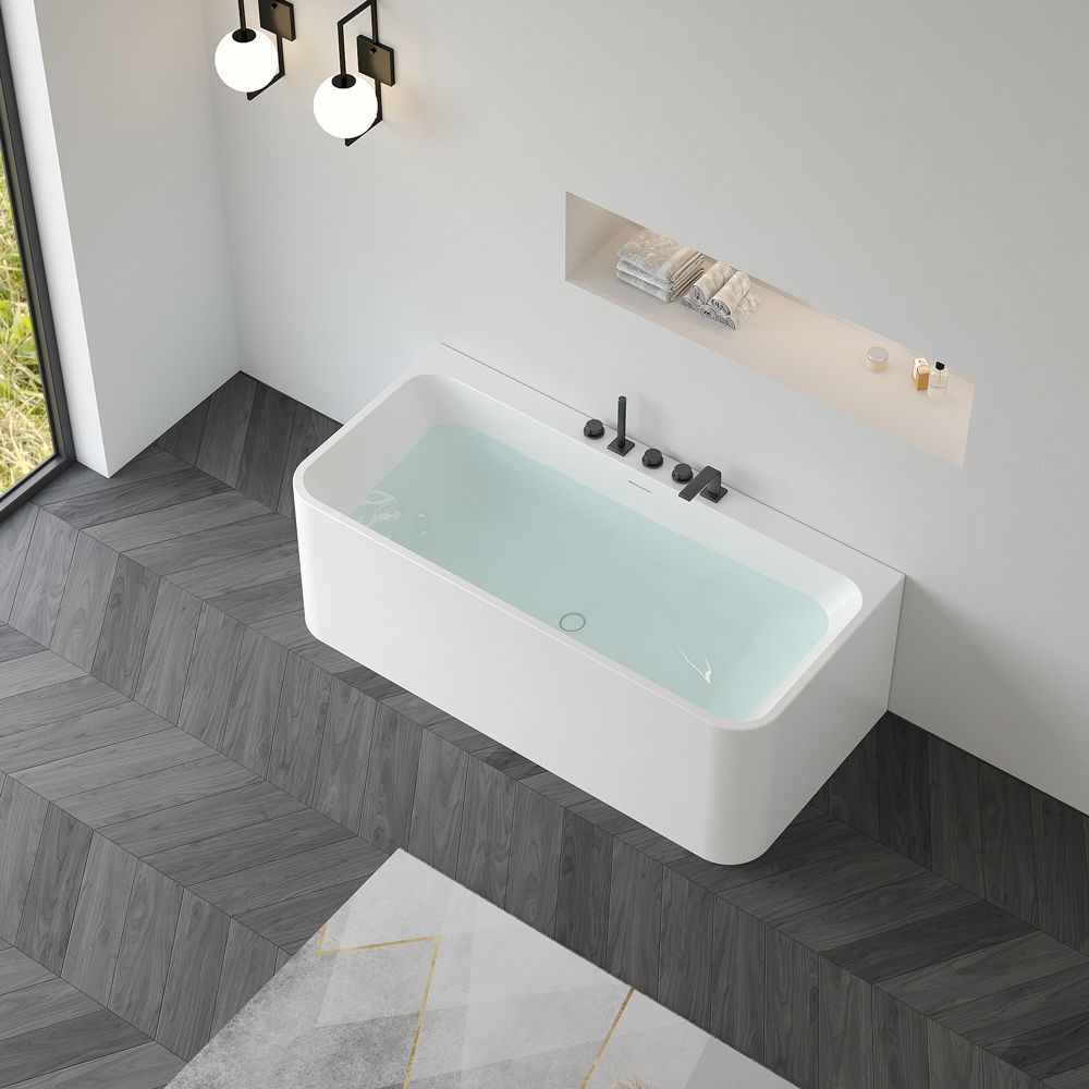 KT-8112 Back To Wall Freestanding Tub Solid Surface Soaking Tub