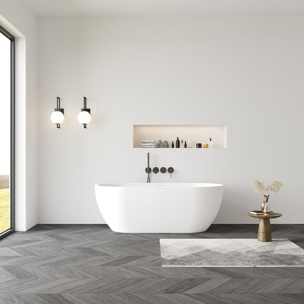 KT-8103 Capsule Shape Artificial Stone Solid Surface Freestanding Tub