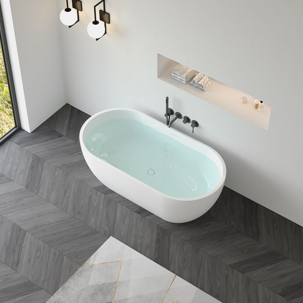 KT-8103 Capsule Shape Artificial Stone Solid Surface Freestanding Tub
