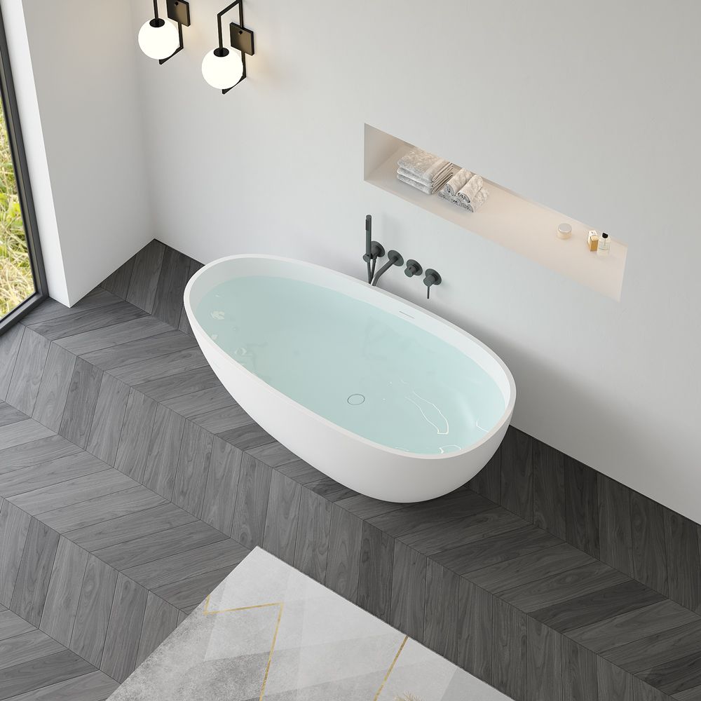 KT-8102 Egg Shape Solid Surface Baths Freestanding Soaking Baths