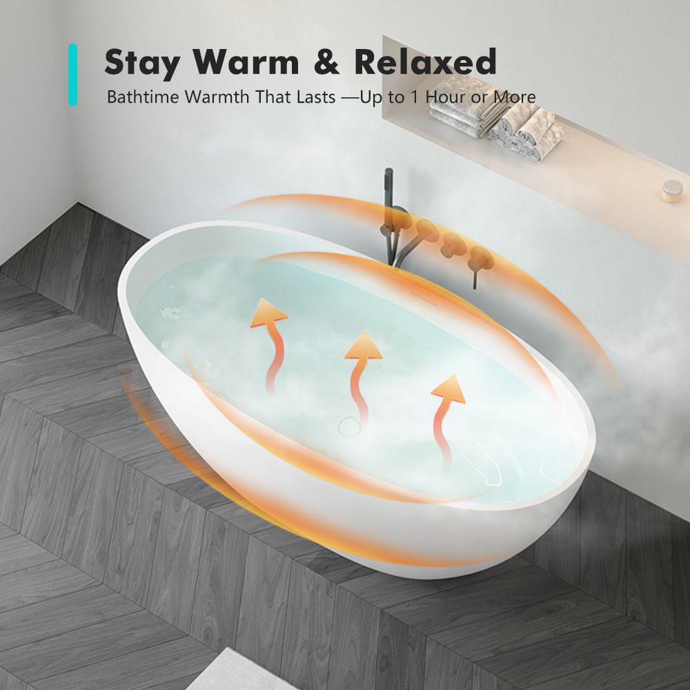 KT-8101 Oval Shape Solid Surface Matt White Freestanding Bathtub