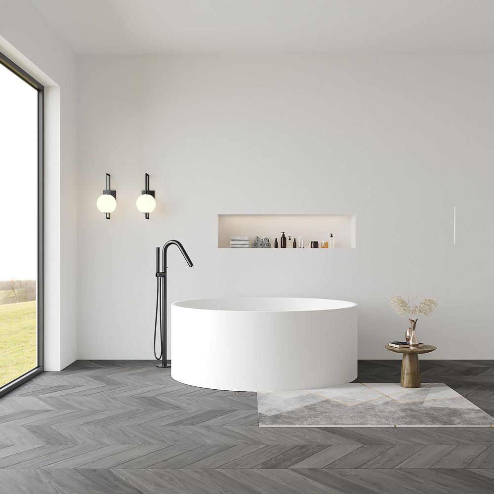 KT-8116 Round Tub Solid Surface Freestanding Bathtub Matte Finish