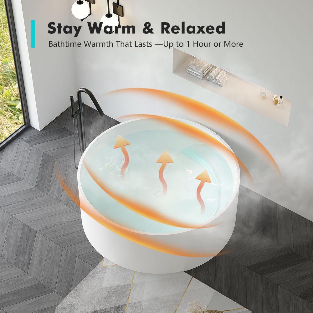 KT-8116 Round Tub Solid Surface Freestanding Bathtub Matte Finish
