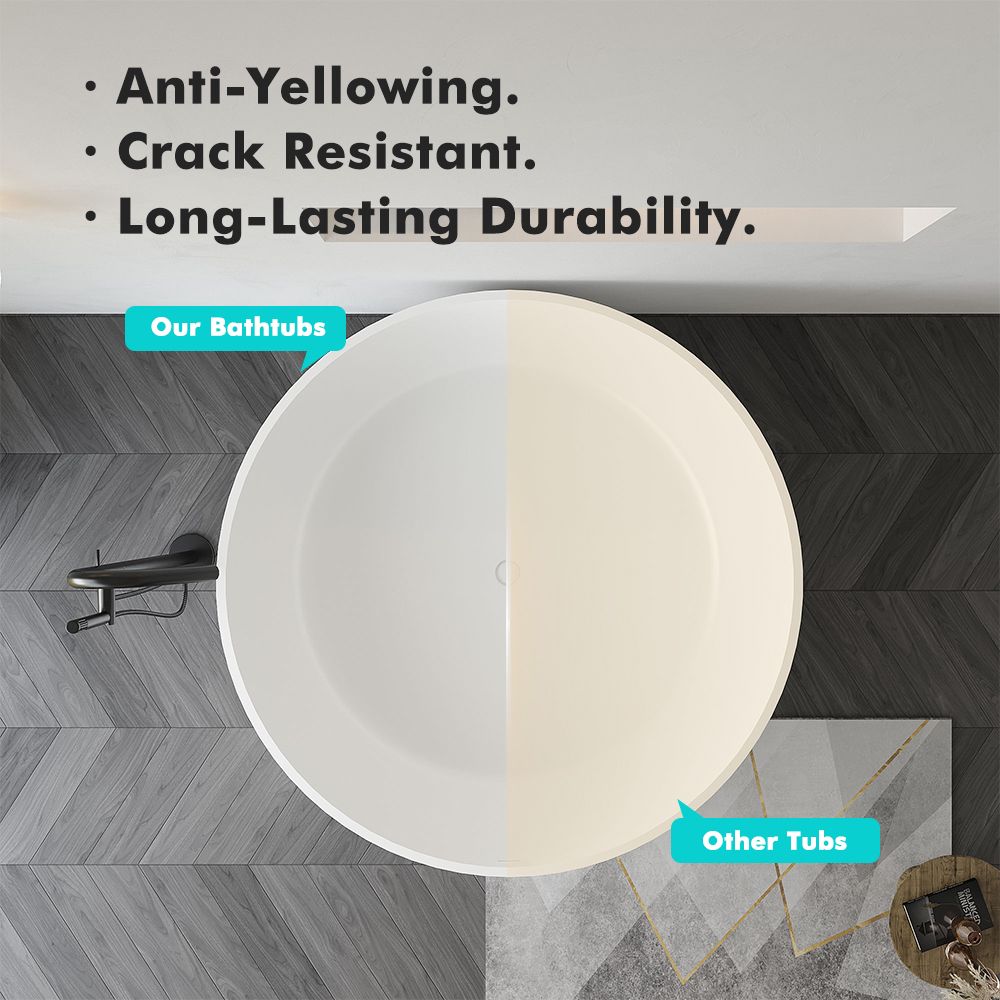 KT-8116 Round Tub Solid Surface Freestanding Bathtub Matte Finish