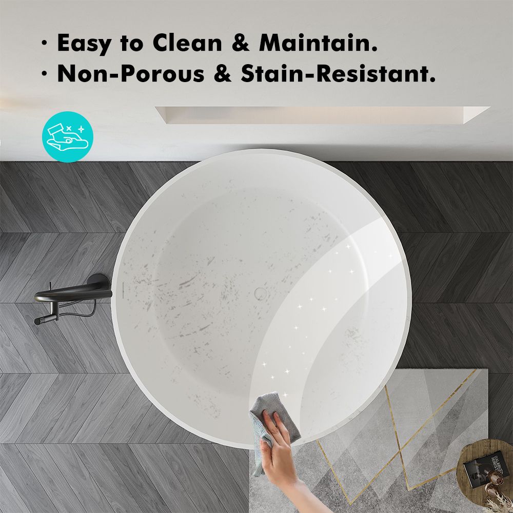 KT-8116 Round Tub Solid Surface Freestanding Bathtub Matte Finish