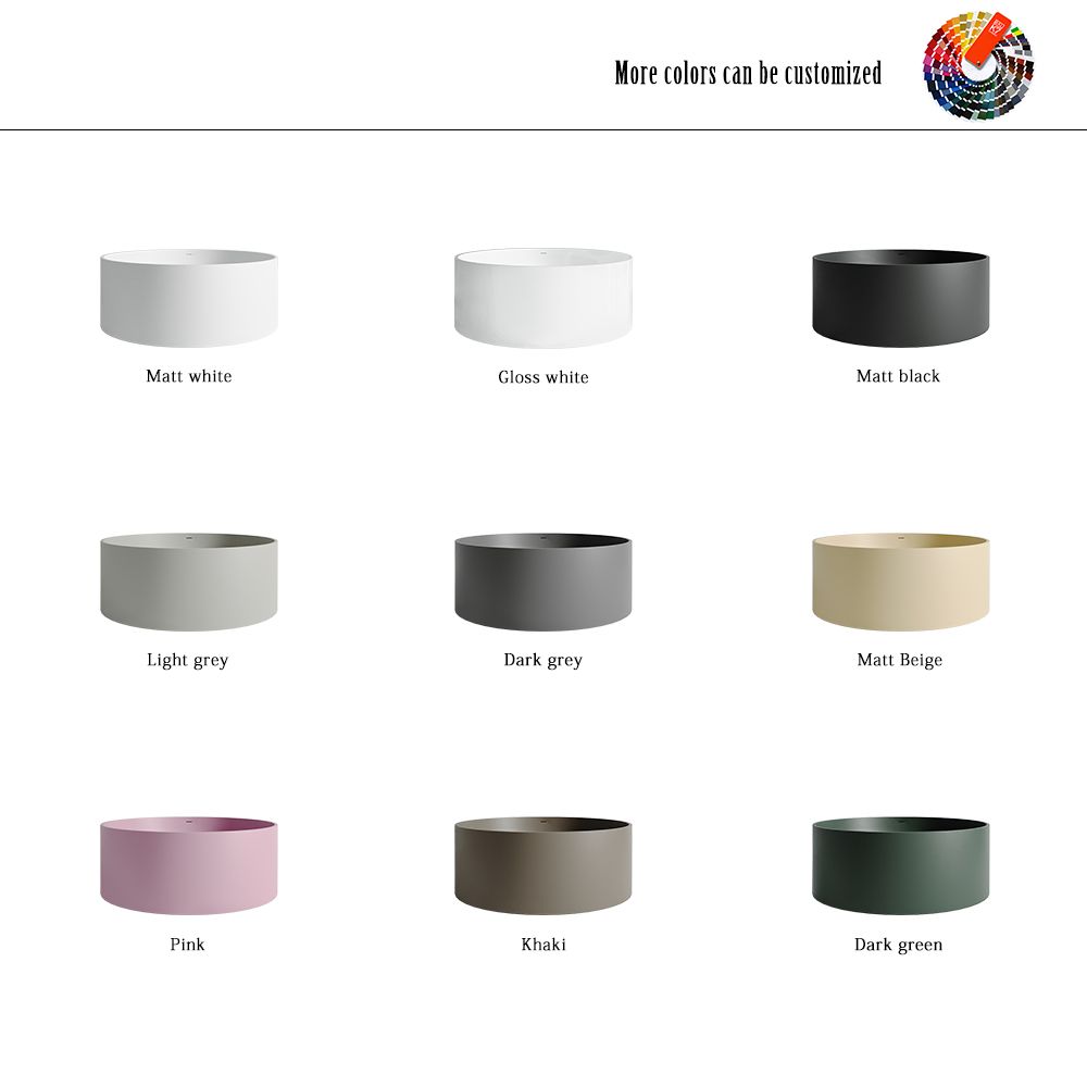 KT-8116 Round Tub Solid Surface Freestanding Bathtub Matte Finish