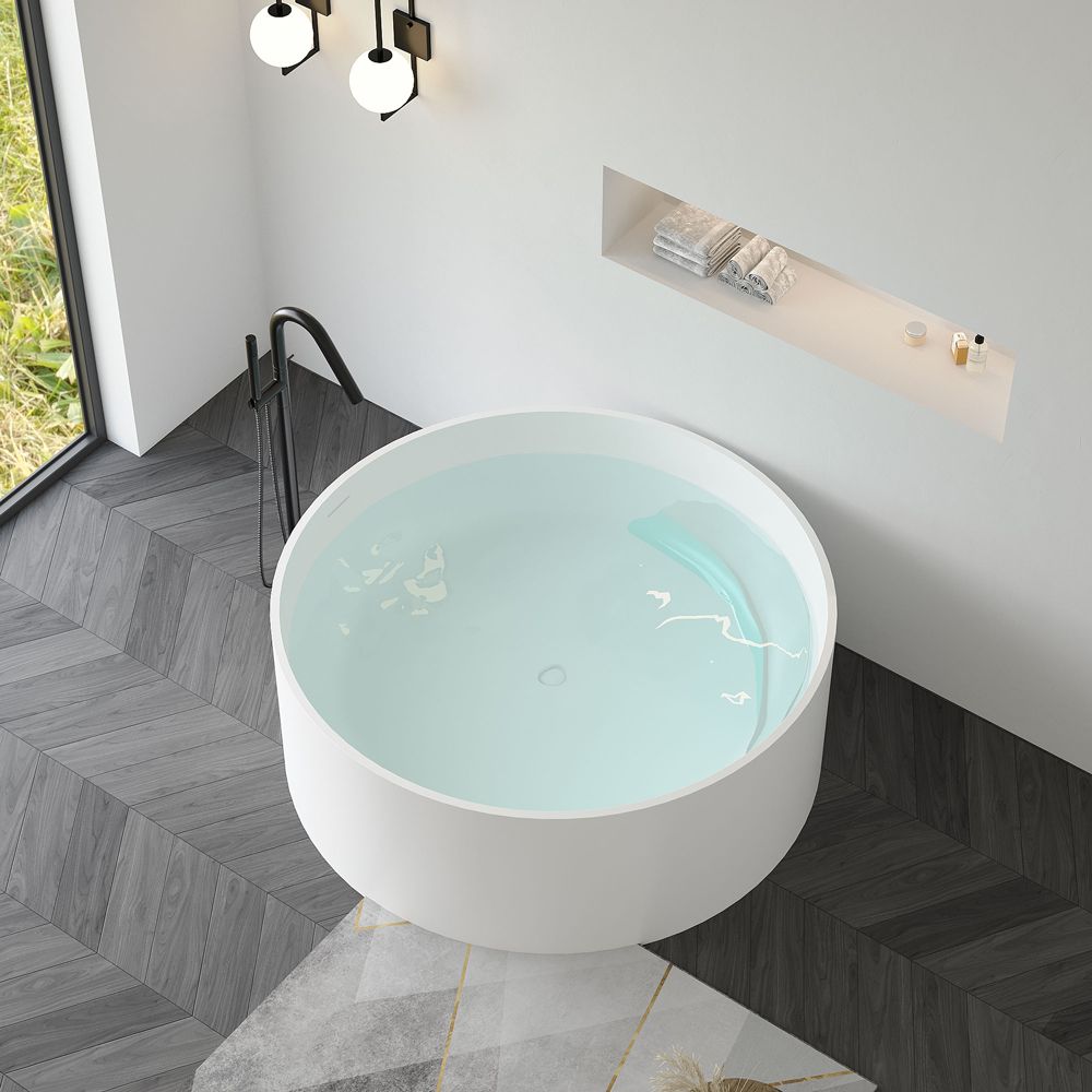 KT-8116 Round Tub Solid Surface Freestanding Bathtub Matte Finish