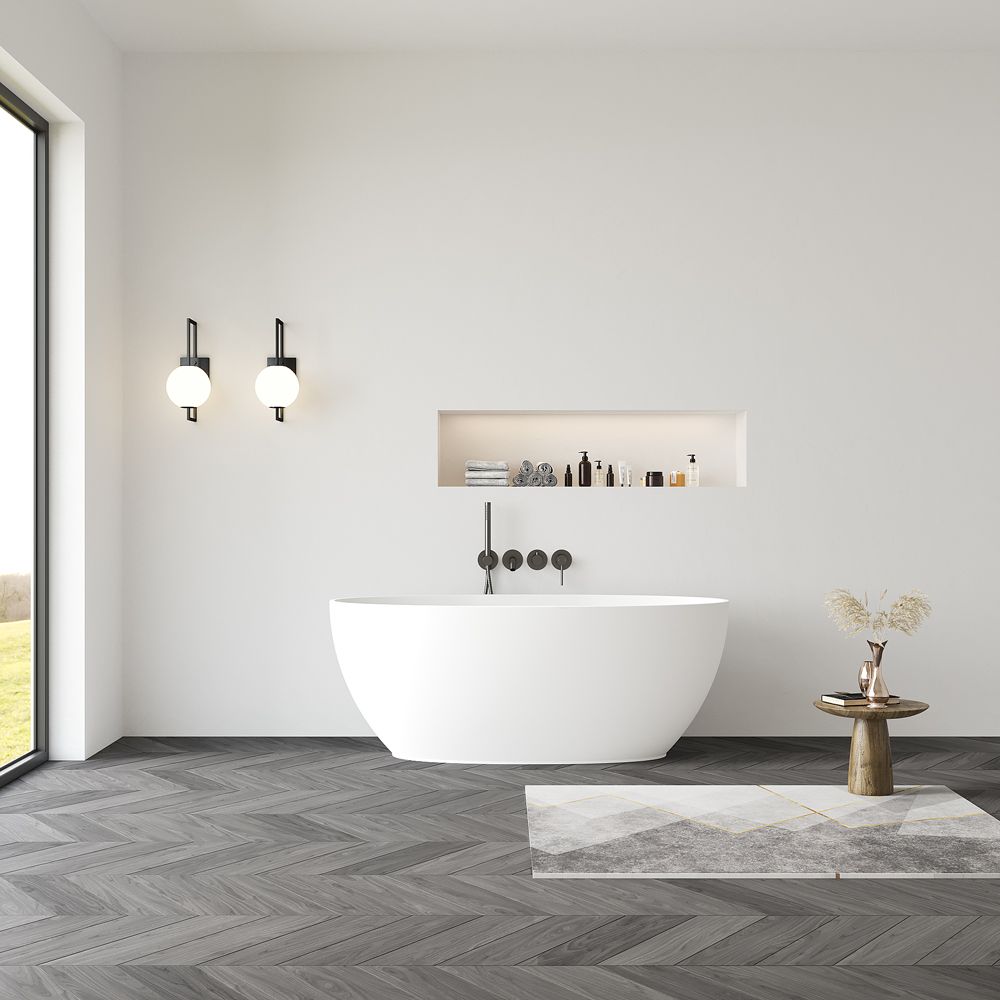KT-8121 Olive Shaped Eco-friendly Solid Surface Soaking Tub
