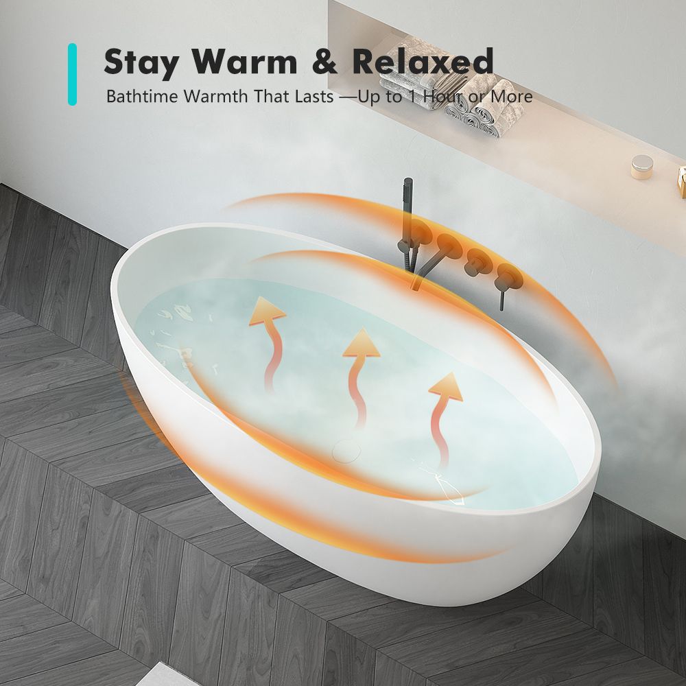 KT-8121 Olive Shaped Eco-friendly Solid Surface Soaking Tub