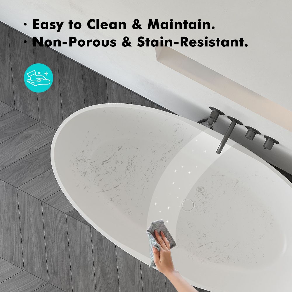 KT-8121 Olive Shaped Eco-friendly Solid Surface Soaking Tub