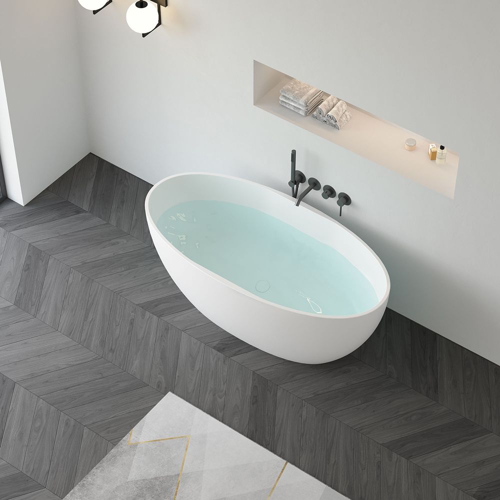 KT-8121 Olive Shaped Eco-friendly Solid Surface Soaking Tub