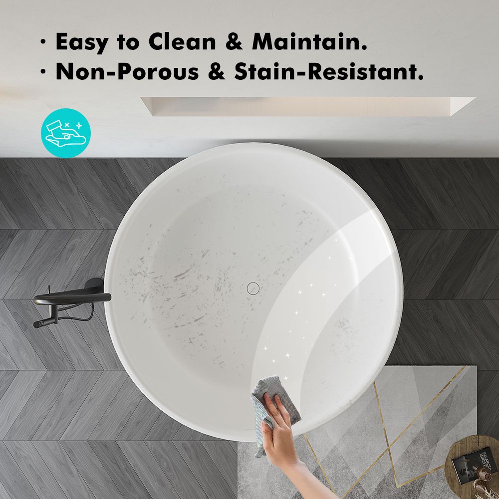 KT-8122 Artificial stone bathtubs Round Shape Soaking Bowl Tub
