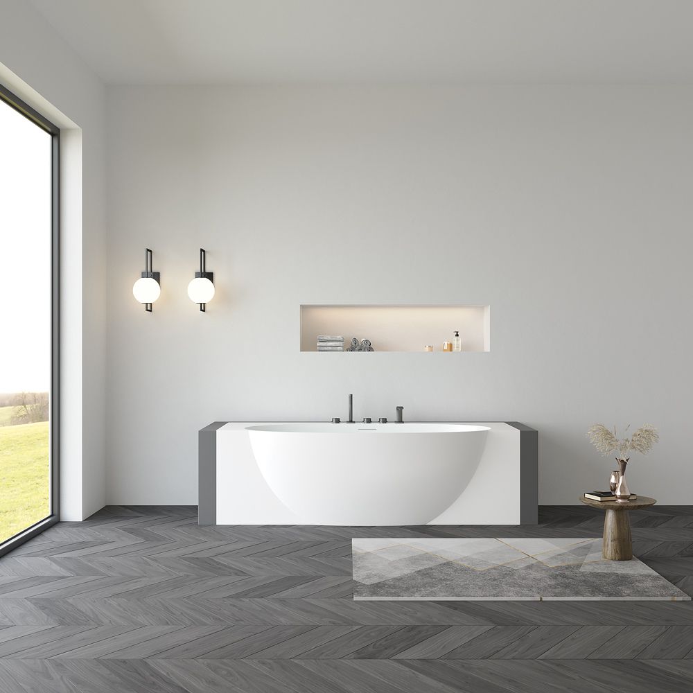 KT-8123 Stone Resin Back to Wall Bath Freestanding Alcove Bathtubs