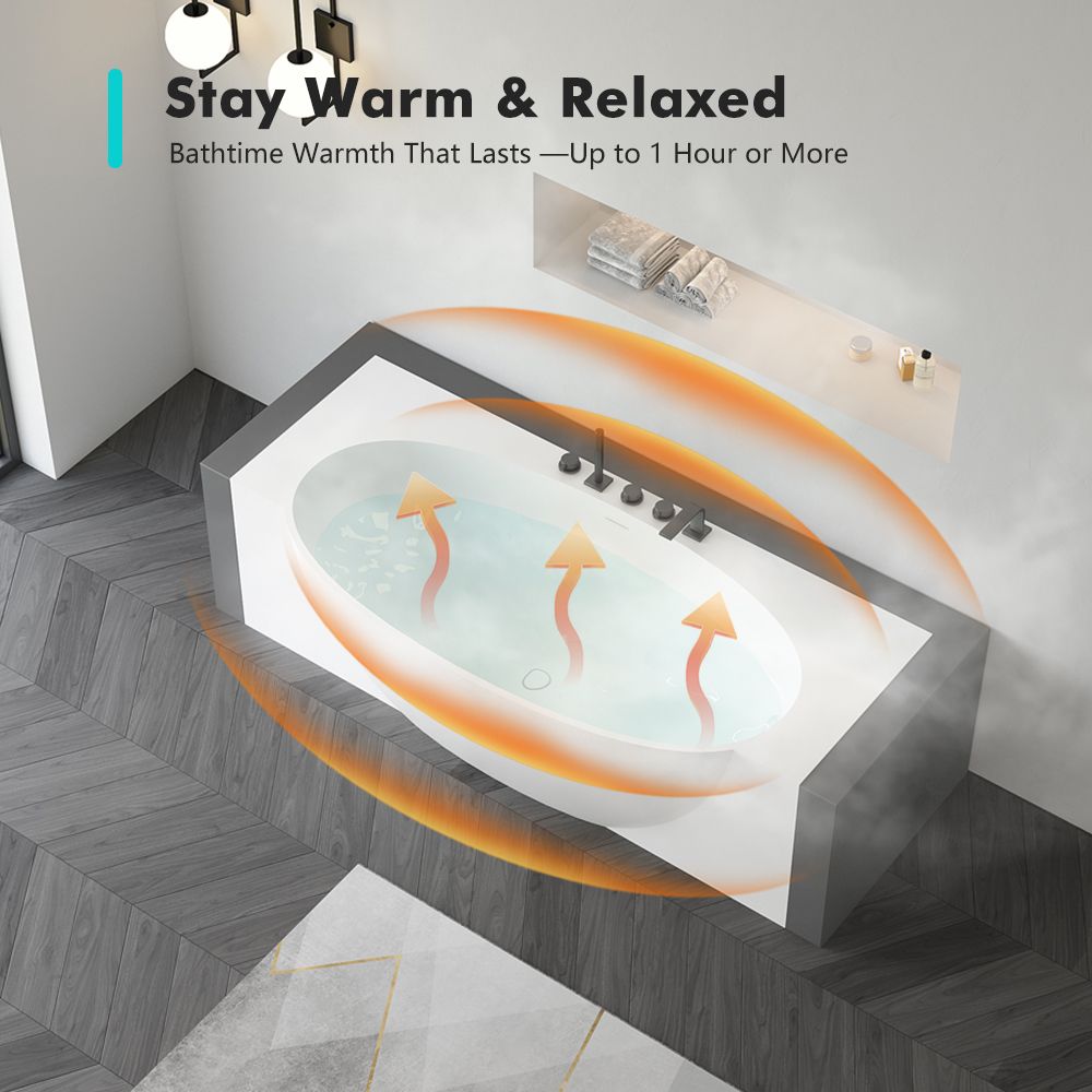 KT-8123 Stone Resin Back to Wall Bath Freestanding Alcove Bathtubs