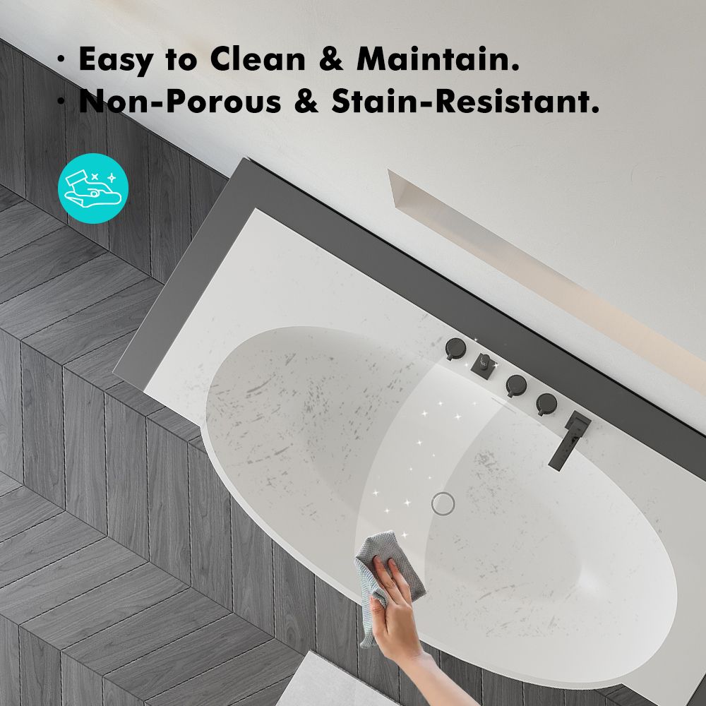 KT-8123 Stone Resin Back to Wall Bath Freestanding Alcove Bathtubs