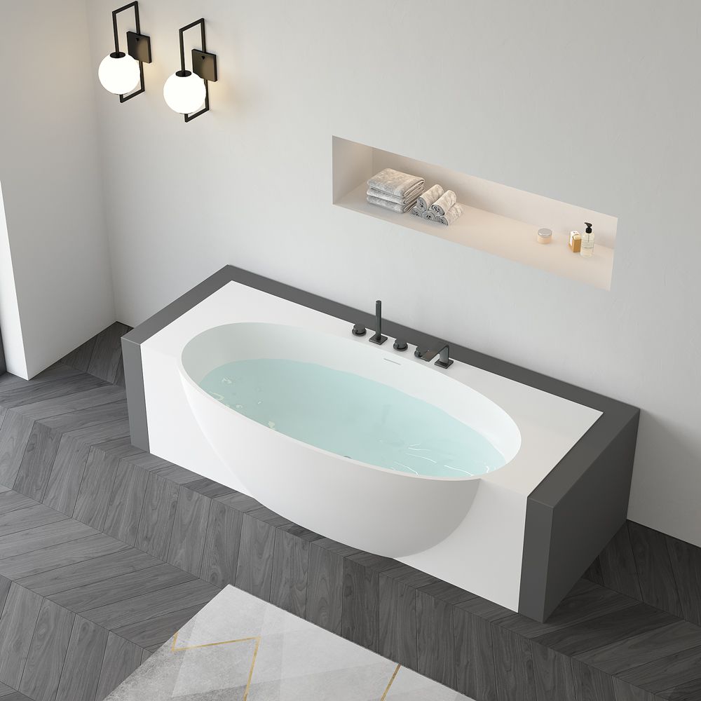 KT-8123 Stone Resin Back to Wall Bath Freestanding Alcove Bathtubs