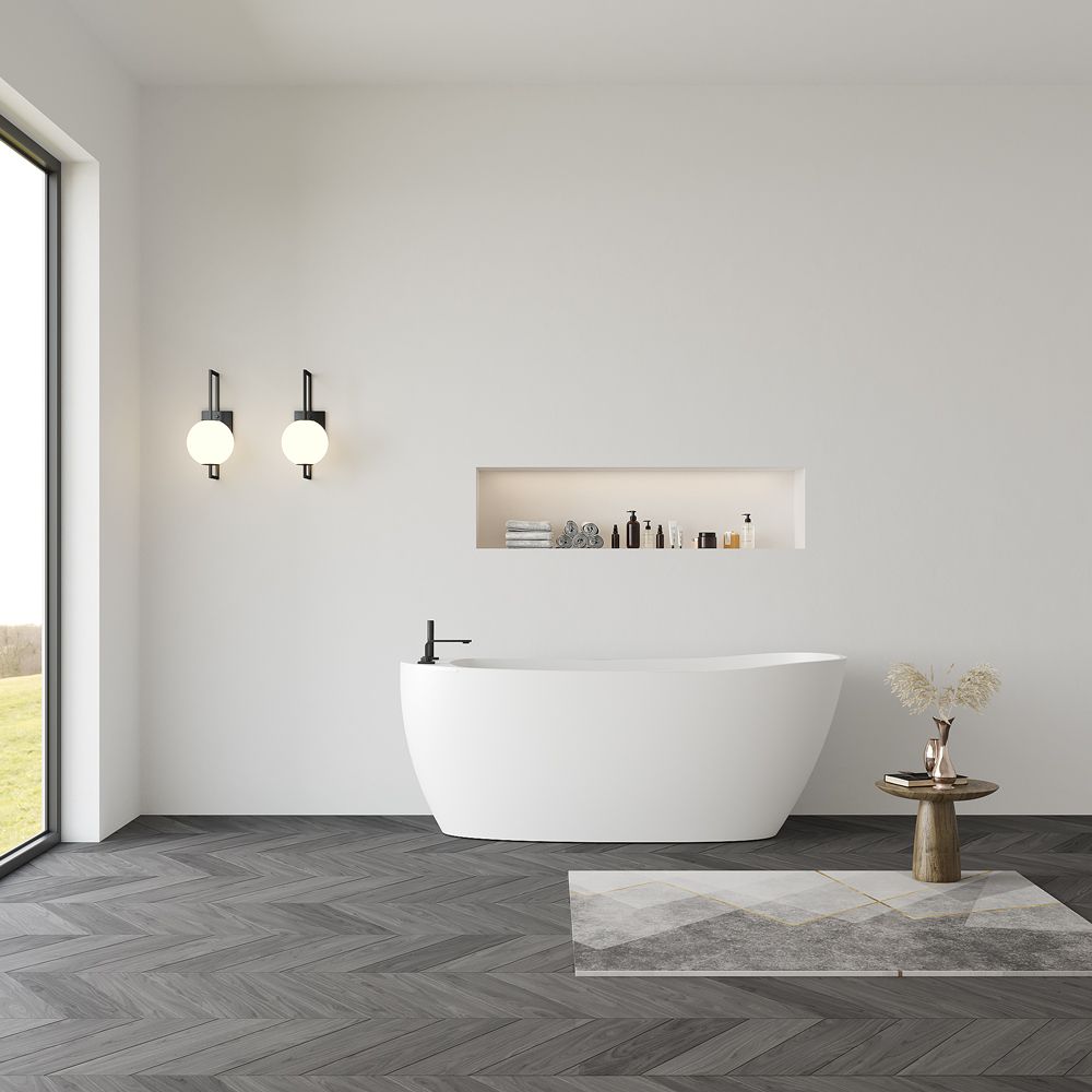 KT-8126 Modern Freestanding Resin Stone Soaking Tub with Shower