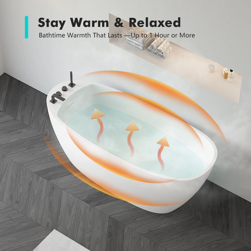 KT-8126 Modern Freestanding Resin Stone Soaking Tub with Shower