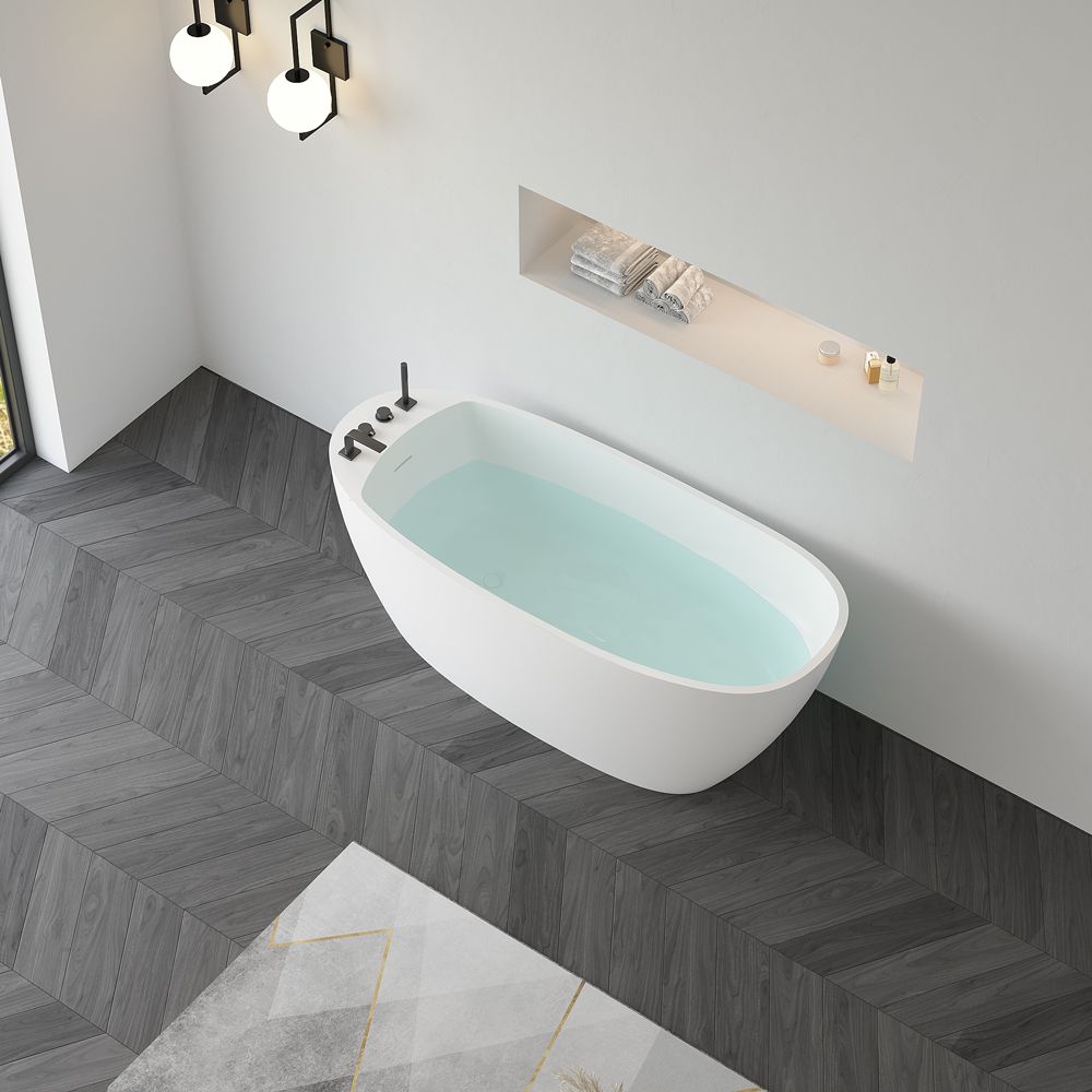 KT-8126 Modern Freestanding Resin Stone Soaking Tub with Shower
