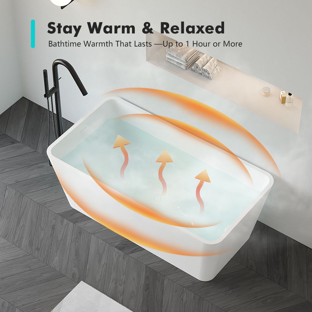 KT-8202 Stone Resin Freestanding Rectangular Soaking Tub