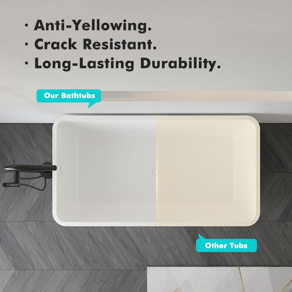 KT-8202 Stone Resin Freestanding Rectangular Soaking Tub