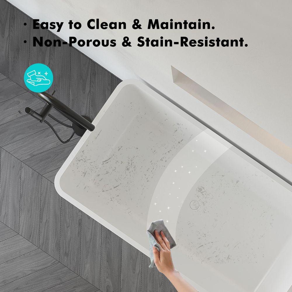KT-8202 Stone Resin Freestanding Rectangular Soaking Tub