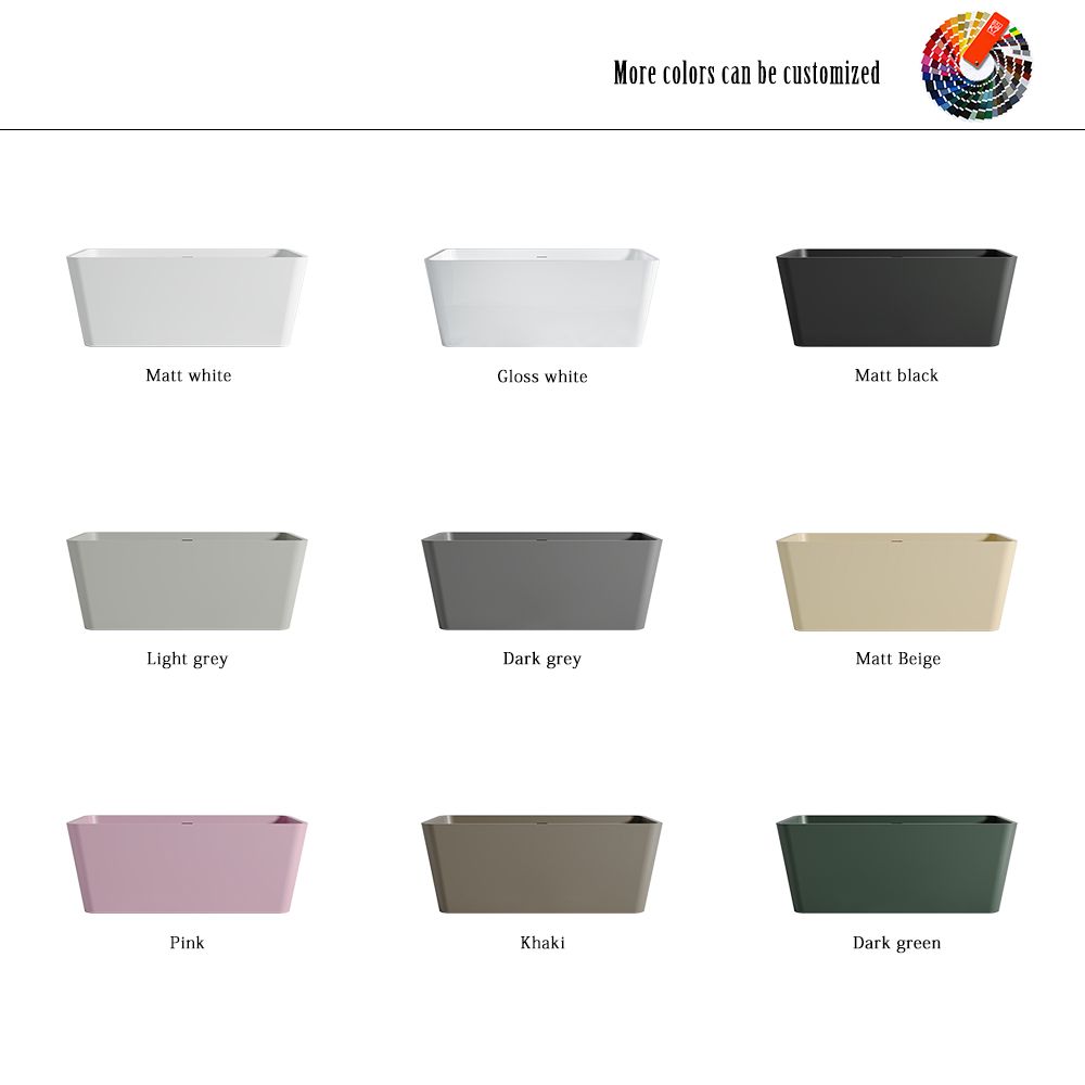 KT-8202 Stone Resin Freestanding Rectangular Soaking Tub