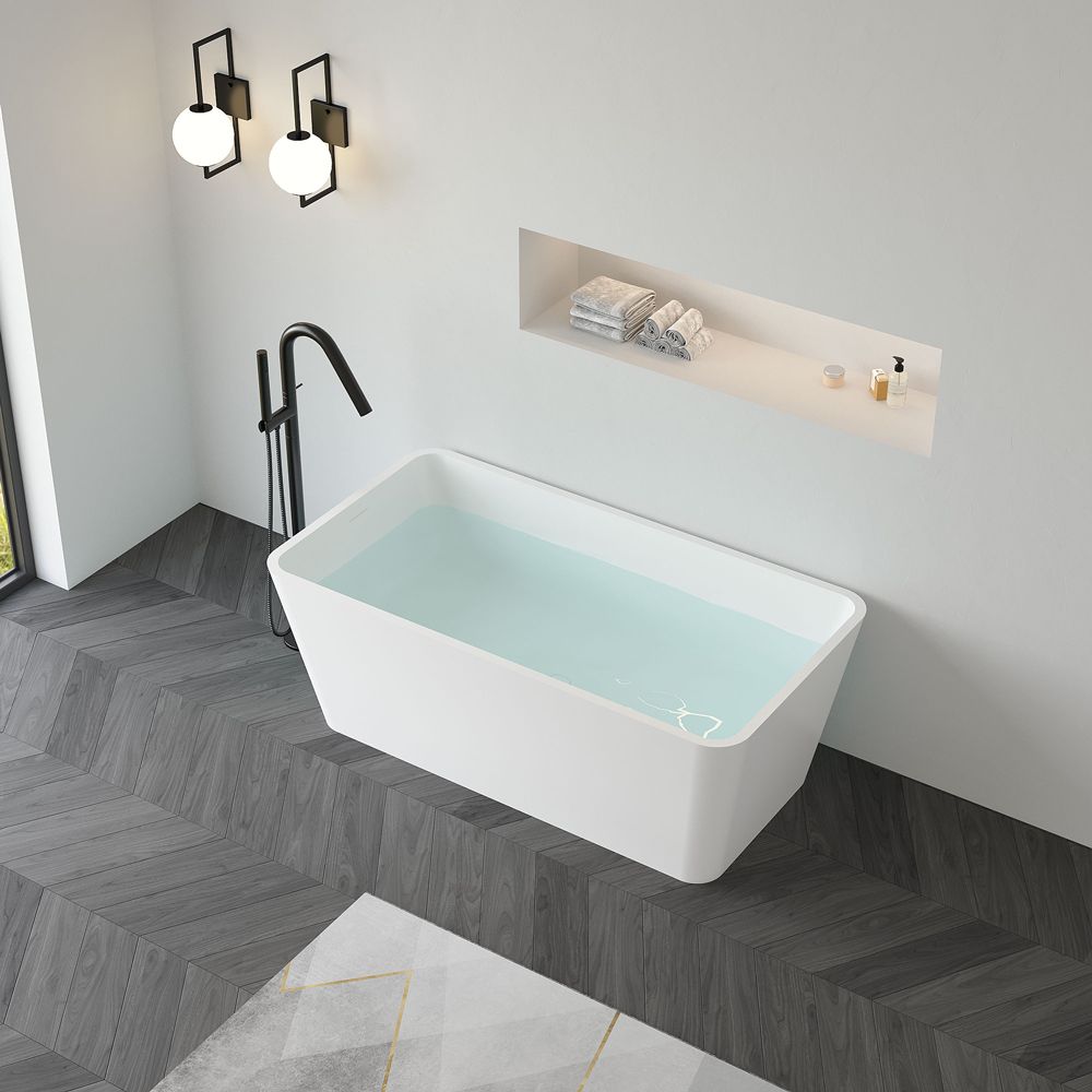 KT-8202 Stone Resin Freestanding Rectangular Soaking Tub