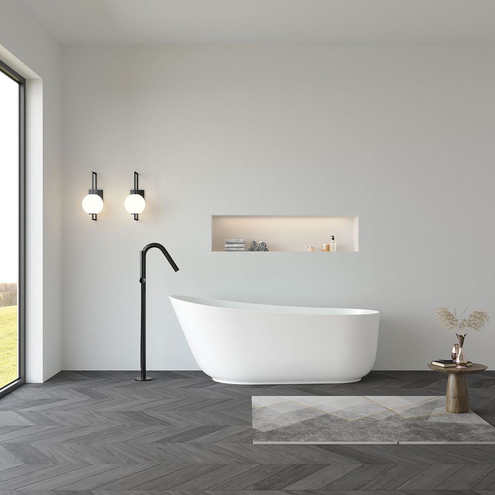 KT-8207 Stand Alone Bathtubs Solid Surface Freestanding Soaking Tub