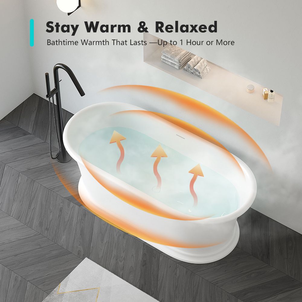 KT-8208 Classical Resin Stone Bathtub Capsule Shape with Curved Edge
