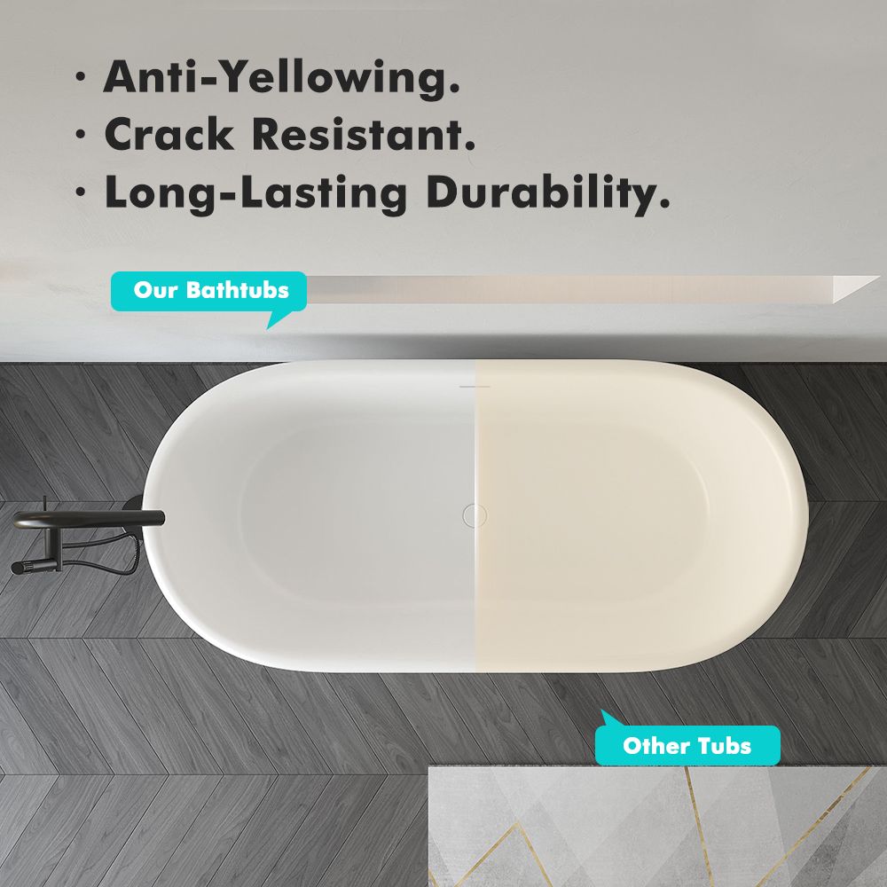 KT-8208 Classical Resin Stone Bathtub Capsule Shape with Curved Edge
