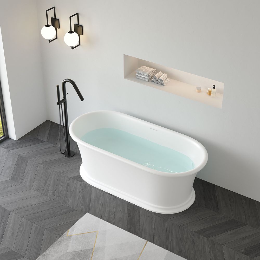 KT-8208 Classical Resin Stone Bathtub Capsule Shape with Curved Edge