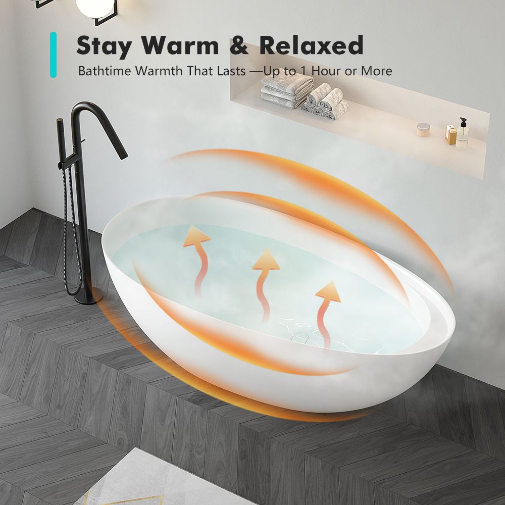 KT-8209 Egg Shape Stone Resin Freestanding Tub With Ledge