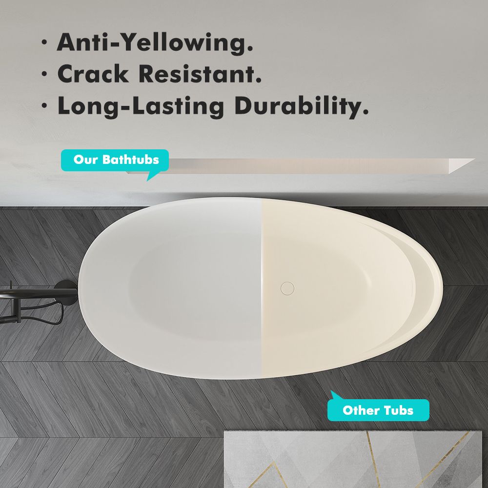 KT-8209 Egg Shape Stone Resin Freestanding Tub With Ledge