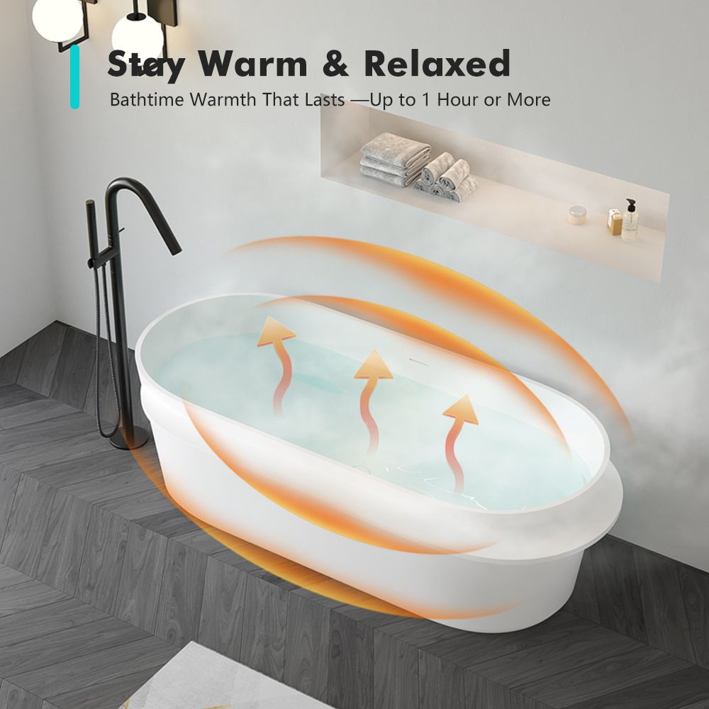 KT-8210 Freestanding Resin Stone Tub Stand Alone Bathtub With Ledge