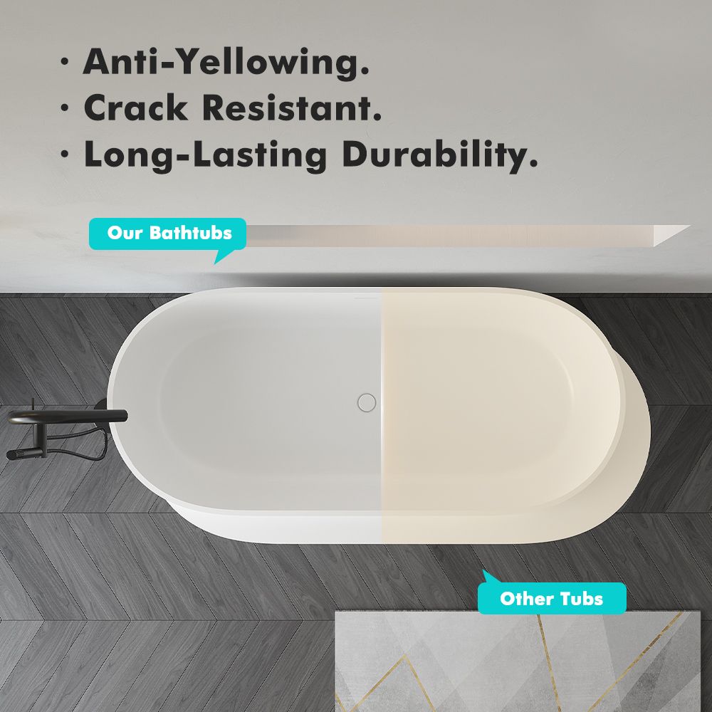 KT-8210 Freestanding Resin Stone Tub Stand Alone Bathtub With Ledge