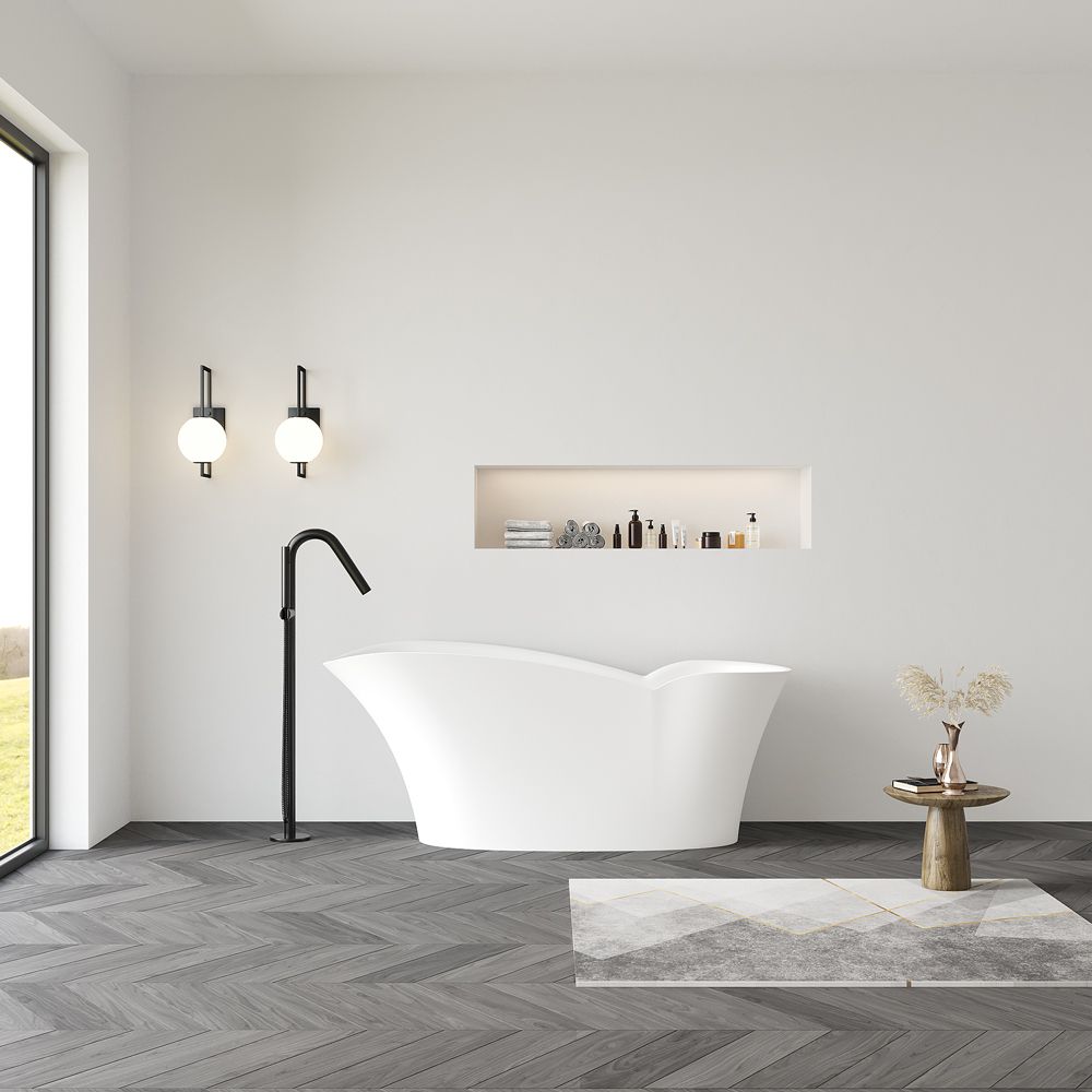 KT-8125 Modern Freestanding Butterfly Resin Stone Soaking Tub