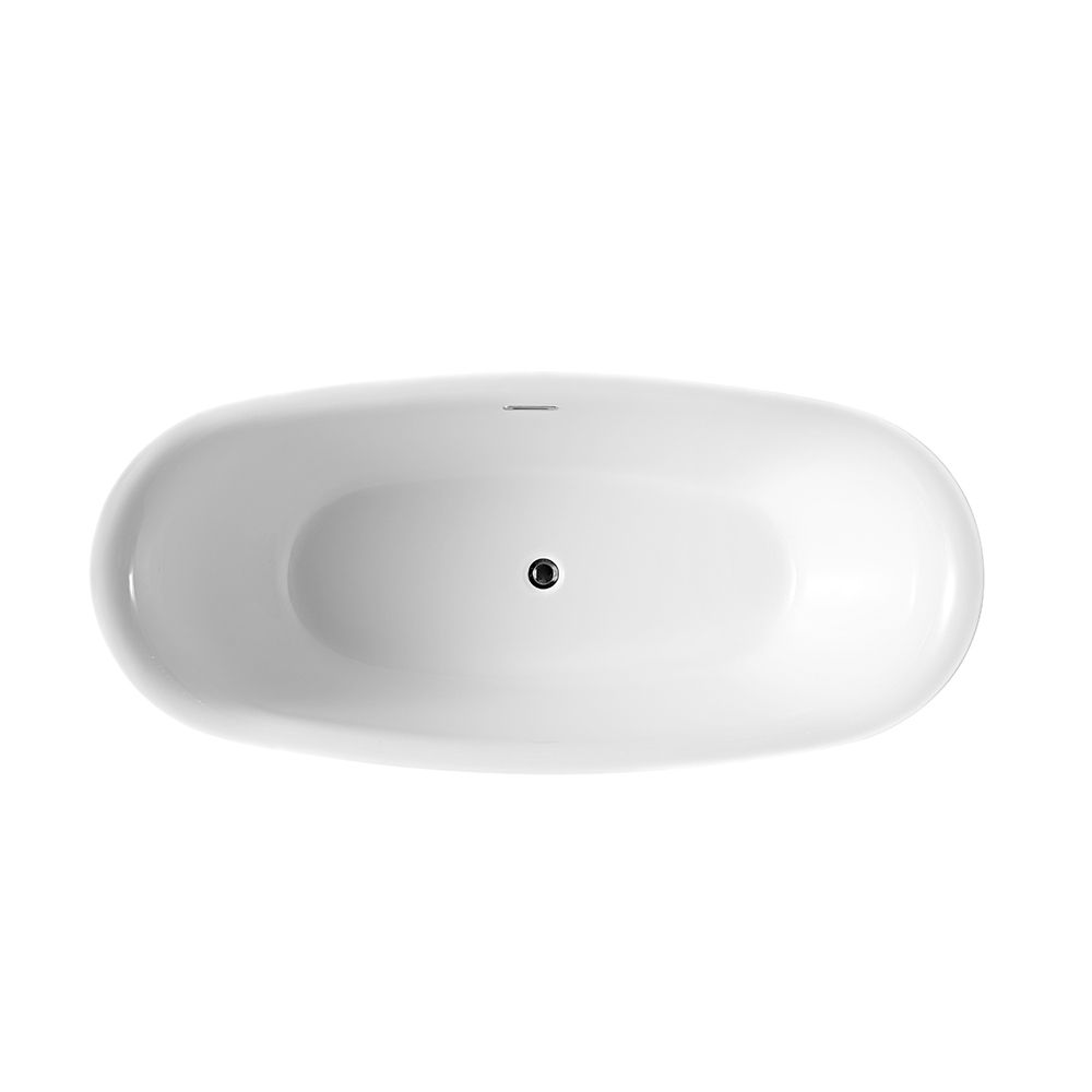 KT-8002 Freestanding Oval Matte White Reinforced Acrylic One-Piece Construction Bathtub