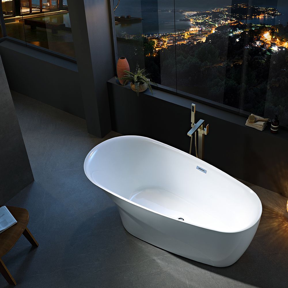 KT-8004 Modern Slipper Freestanding Acrylic Bathtub 1700×800×600 mm | Flared Base & Thin Rim Design