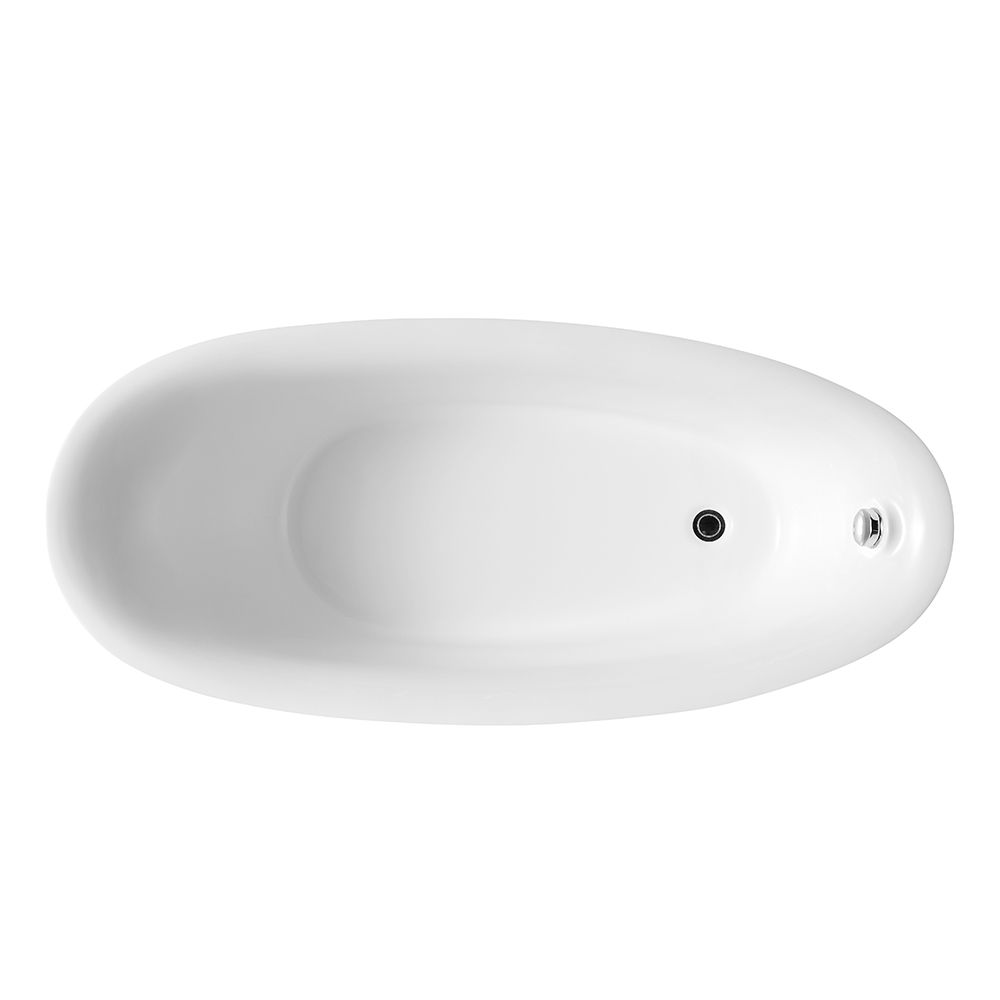 KT-8012 Modern Matte Black and White Acrylic Freestanding Bathtub – 6 Size Options Contemporary Oval Soaking Tub for Luxurious Bathrooms