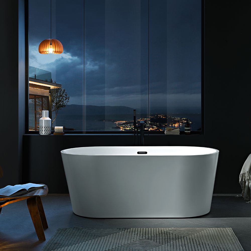 KT‑8021 Matte White Freestanding Acrylic Bathtub  Multiple Sizes, Sleek One Piece Design